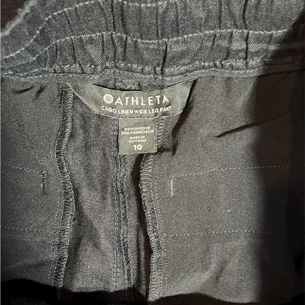 ATHLETA Women’s Black Wide Leg Cabo Linen Pants Size 10 - Picture 9 of 9